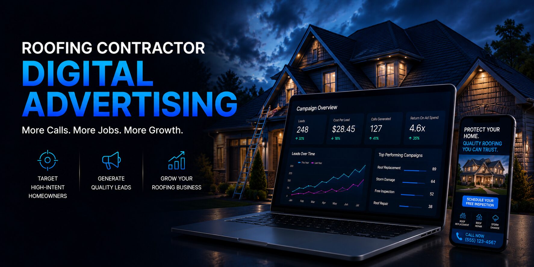 Digital advertising for roofing contractors